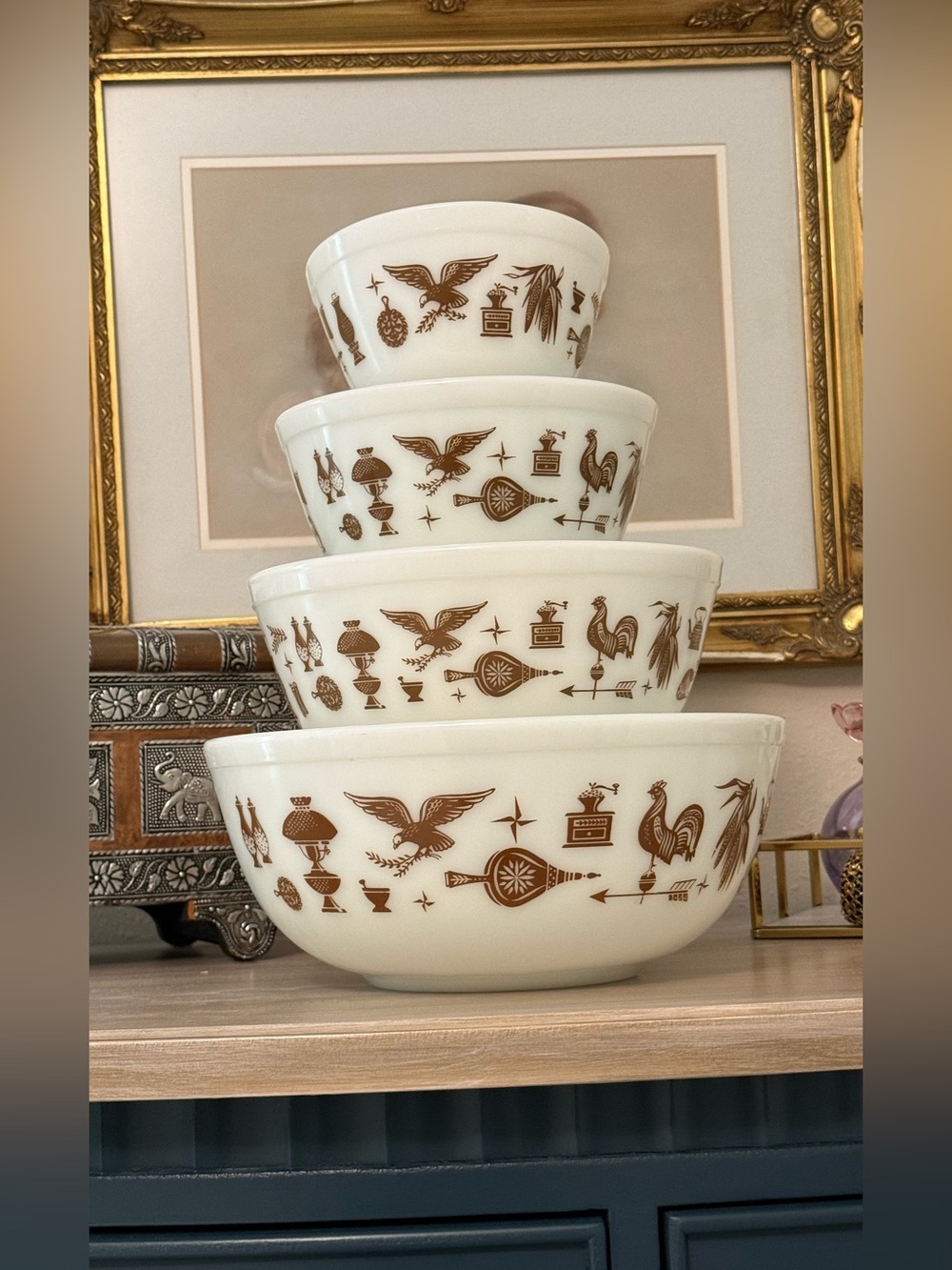 HTF Early American Vintage Pyrex 404, 402, 402, 401 *very hard to find 404*